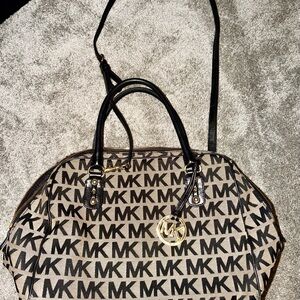 Michael Kors Signature Black and Tan Satchel